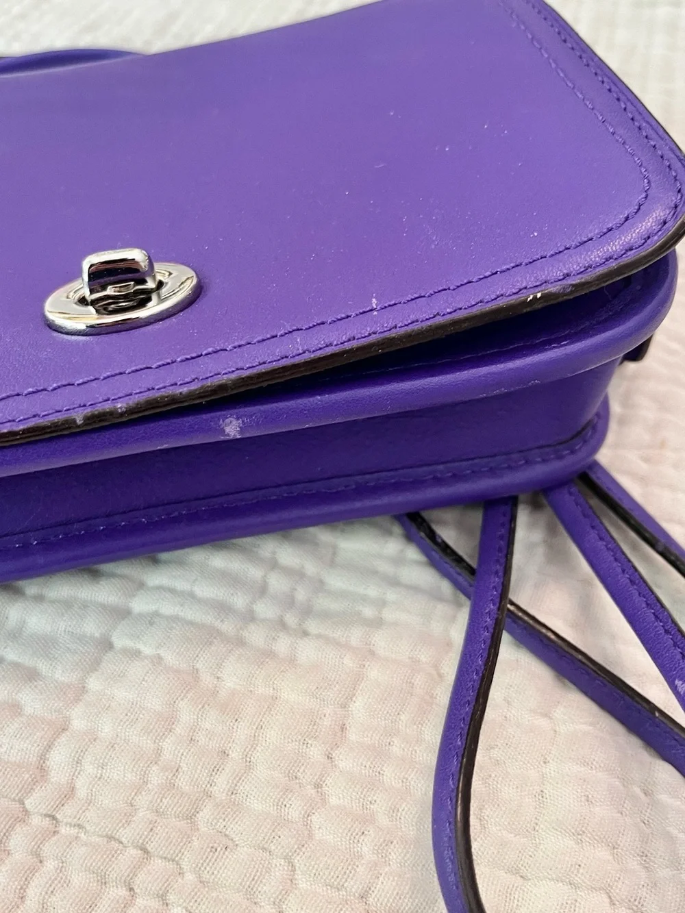 Coach Legacy Leather Penny Shoulder Crossbody Bag 19914 Ultraviolet Purple - Picture 4 of 11